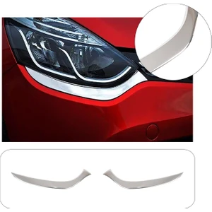 Renault Clio 4 Uyumlu 2012-2018 Krom Ön Far Kaşı 2 Parça Paslanmaz Çelik