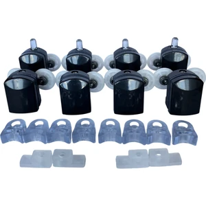 Seçenek Çok Cam Duşakabin Tekerleği Metal Gövde Siyah 8'li Tam Set