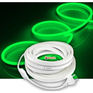 15 Metre Yeşil Işık Neon Led Şerit Dış Mekan Silikonlu Esnek Dekoratif Aydınlatma 220v Fişli Sb-6509