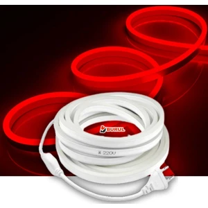 5 Metre Kırmızı Işık Neon Led Şerit Dış Mekan Silikonlu Esnek Dekoratif Aydınlatma 220v Fiş Sb-6509