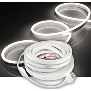 5 Metre Beyaz Işık Neon Led Şerit Dış Mekan Silikonlu Esnek Dekoratif Aydınlatma 220v Fişli Sb-6509
