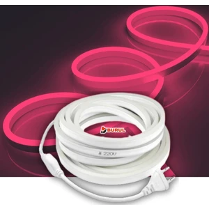 5 Metre Pembe Işık Neon Led Şerit Dış Mekan Silikonlu Esnek Dekoratif Aydınlatma 220v Fişli Sb-6509