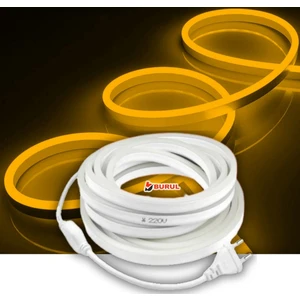 5 Metre Amber Işık Neon Led Şerit Dış Mekan Silikonlu Esnek Dekoratif Aydınlatma 220v Fişli Sb-6509