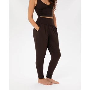 Ayma Active Kadın Kahverengi Comfort Pants - Yüksek Bel, 4 Kat Korsaj, Paçada Bant Detaylı, Rahat Kesim, Günlük Pilates, Yoga İçin Konforlu Pantolon