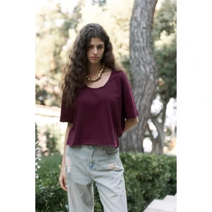 Ripley Yarım Kol Bordo T-Shirt