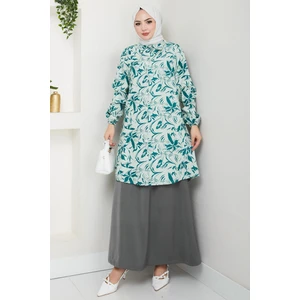 Çiçek Desenli Etekli Takım Yeşil HM2739