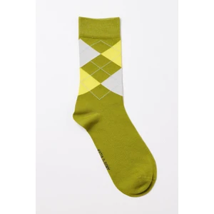 Erkek Ekose Desenli Soket Çorap Yeşil-Sarı
