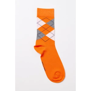 Erkek Ekose Desenli Soket Çorap Turuncu