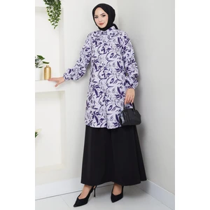 Çiçek Desenli Etekli Takım Mor HM2739