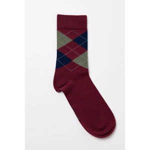 Erkek Ekose Desenli Soket Çorap Bordo