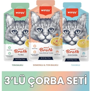 Kediler Için Çorba Seti 3X50GR (Ton Balıklı-Somon,ton-Tavuklu)