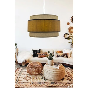 Ahşap Hasır Siyah Şeritli Dopia Sarkıt Avize