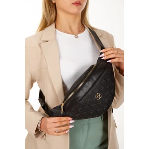 Kadın Desenli Çapraz Omuz Askılı Bel ve Omuz Çantası - Siyah - NEWPOLO345