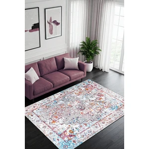 The Reef Design Klasik Desenli Beyaz Renkli Halı Dijital Baskılı Dokuma Kaymaz Tabanlı Yıkanabilir Antialerjik Oturma Odası Halısı