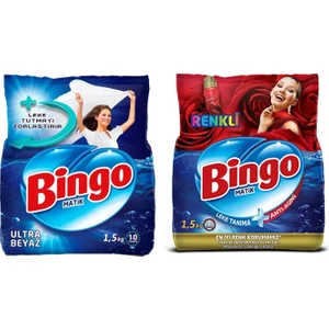 Ultra Beyaz ve Renkli Toz Çamaşır Deterjanı 1, 5 kg 2 Li Set