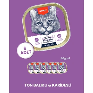 Kedi 40G 6'lı Ton Balıklı & Karidesli Alutray Yaş Mama