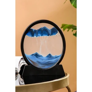 Hareketli 3D Kum Saati 30CM Büyük Boy Mavi Yuvarlak 12INCH Cam Dekoratif Sanatsal Hediyelik