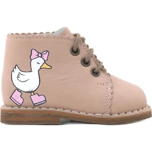 Tbons Özel Tasarım Handmade Hakiki Deri Pudra Kız Bebek Bot