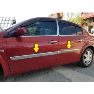 Renault Megane 2 Uyumlu 2002-2010 Krom Yan Kapı Çıtası 4 Parça Paslanmaz Çelik