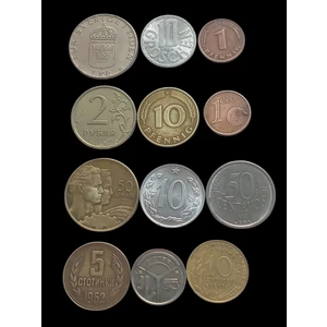 Yedi Otuz 12 Adet Yabancı Madeni Para.  Madeni Eski Para. Koleksiyon Para. Lot 46