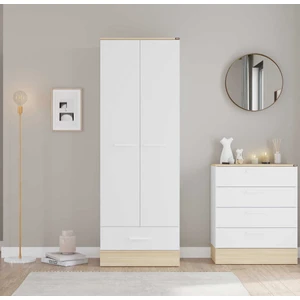 Adore Base Genç Odası 2 Kapılı Tek Çekmeceli Gardırop - Italyan Meşe/beyaz