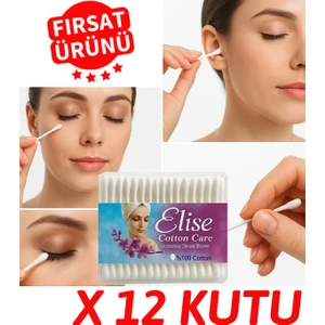 12 Kutu Kulak Çöpü Pamuklu Kulak Temizleme Çubuğu