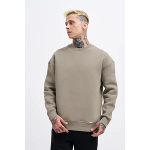 Erkek Oversize Basic Sweatshirt Khakı