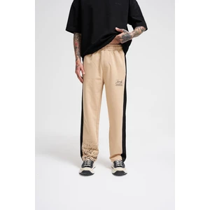 Oversize Just One Lıfe Baskılı Organik Pamuklu Beli Lastikli Eşofman Altı Beıge