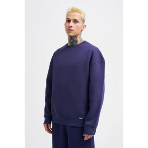 Erkek Basic Bisiklet Yaka Oversize Lacivert Sweatshirt
