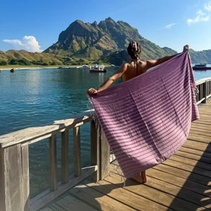 Green Petition Solea Plum Taşıma Çantalı, 90 x 180 Cm, Doğa Dostu, Organik ve Recycle Pamuk Karışımlı, Sürdürülebilir, Sıfır Atık, Hızlı Kuruma, Kimyasal Içermeyen, Boyasız, Canlı Renkler