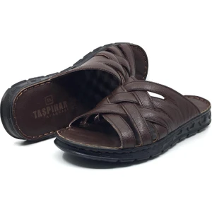 Taşpınar Içi Dışı %100 Hakiki Deri Ortopedik Erkek Günlük Yazlık Rahat Terlik Sandalet 40-45