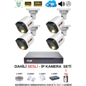 Ip Güvenlik Kamera Seti 4 Kameralı Sesli 4mp Gece Renkli Su Geçirmez IP5515S 1tb