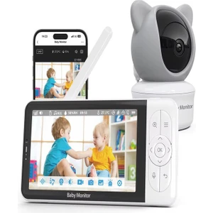 Wi- Fi Tuya App + Monitörlü 5'inç 1080P Gece Görüşlü Intercom Ip Bebek Kamerası