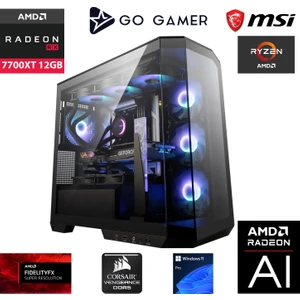 Go Gamer GA1040P Amd Ryzen 7 8700F / 64GB Ddr5 6000MHZ / 2tb Nvme SSD 6000-5000MB-SN / RX7700XT 12GB / 240MM Sıvı Soğutma / Windows 11 Pro Masaüstü Bilgisayar