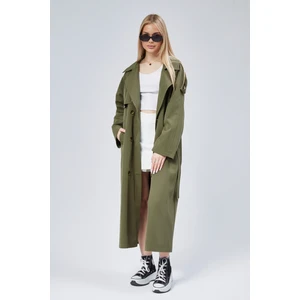 Kadın Oversize Astarlı Uzun Trençkot