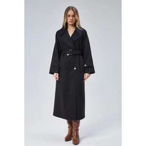 Kadın Regular Kemerli Kaşe Kaban