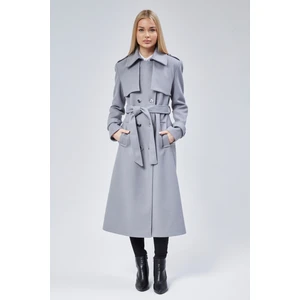 Kadın Regular Rüzgarlık Detaylı Kaşe Kaban