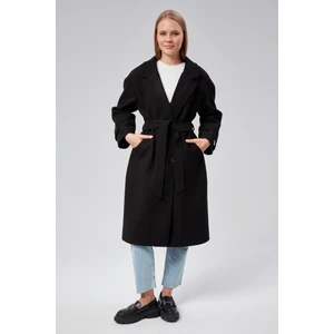 Kuşaklı Oversize Kaşe Kaban