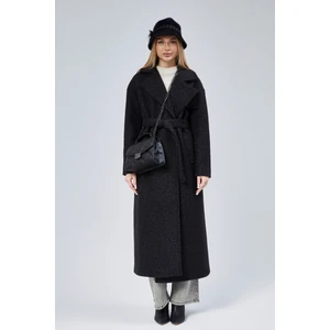 Siyah Buklet Kaşe Oversize Kaban