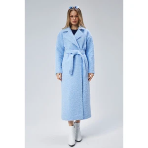 Mavi Buklet Kaşe Oversize Kaban