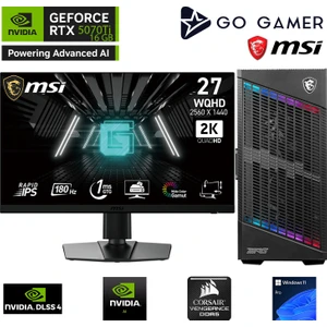 Go Gamer GA2067DK Amd Ryzen 9 9950X / 64GB Ddr5 6000MHZ / 2tb Nvme SSD 6000-5000MB-SN / Rtx 5070TI 16GB / 360MM Sıvı Soğutma / B650 Gaming / Msı 27" 2k 180Hz. / Windows 11 Pro Masaüstü Bilgisayar
