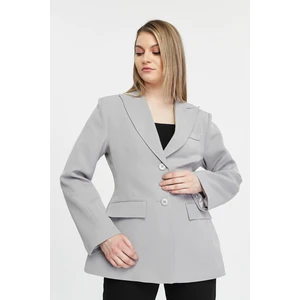 Kadın Regular Astarlı Kruvaze Kapama Dokuma Blazer Ceket