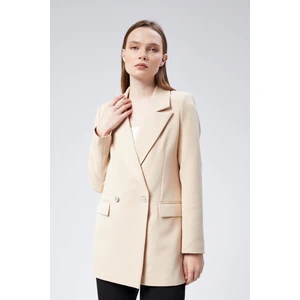 Açık Bej Oversize Dokuma Blazer Ceket
