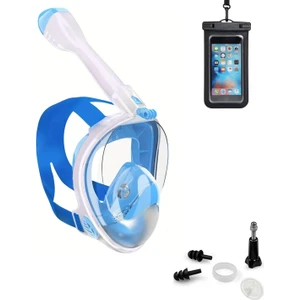 Tam Yüz 180° Panoramik Şnorkel Dalış Maskesi –kamera Montajlı, Buğu Önleyici Fullface Şnorkel