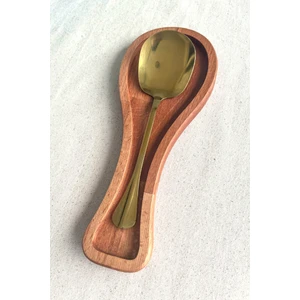 Ahşap Kirli Kaşıklık - Kaşık Altlığı / Kepçelik | 27X11 cm Doğal Kayın Ağacı