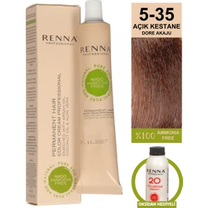 Amonyaksız Bitkisel Yıpranmış Saçlar İçin Saç Boyası 5-35 Açık Kestane 60 ml