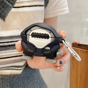 Airpods 4.Nesil ile Uyumlu Kılıf Köpekbalığı Tarzı Tasarım Sevimli Figürlü Silikon Kılıf