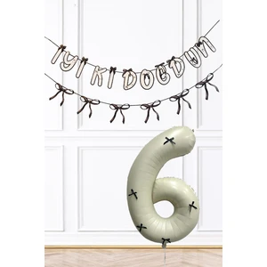 Siyah Fiyonk Konsept Banner ve Yaş Balonlu Doğum Günü Balon Seti