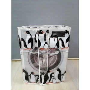 Başak Ev Tekstili Penguen2 Desenli Şeffaf Çamaşır Makinesi Örtüsü (0,18 mm Kalınlığında)