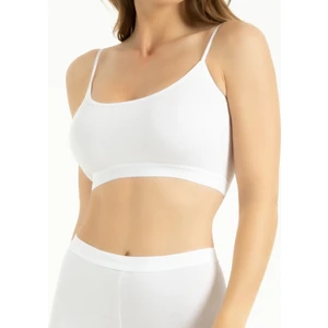 Kadın Bambu İp Askılı Çıkarılabilir Pedli Büstiyer Nefes Alan Yumuşak Dokulu Slim Fit Beyaz